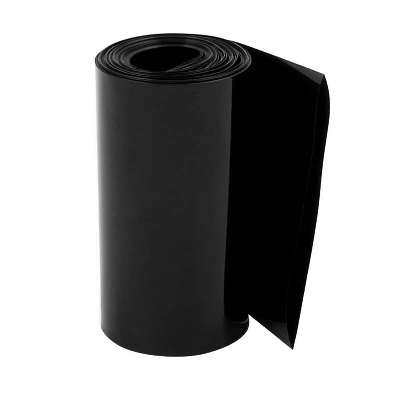 sourcing map Batterieverpackung PVC Schrumpfschlauch 85mm Flache Breite für 18650 Batterie 1m Schwarz von uxcell