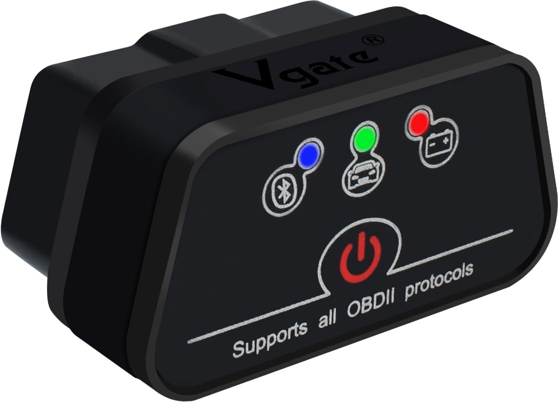 Vgate iCar2 OBD2 Bluetooth Adapter Diagnose-Scanner für iOS & Android: Auto-Connect, Fehlercode löschen, Live-Daten, Diagnosewerkzeug zurücksetzen (Schwarz) von vLinker