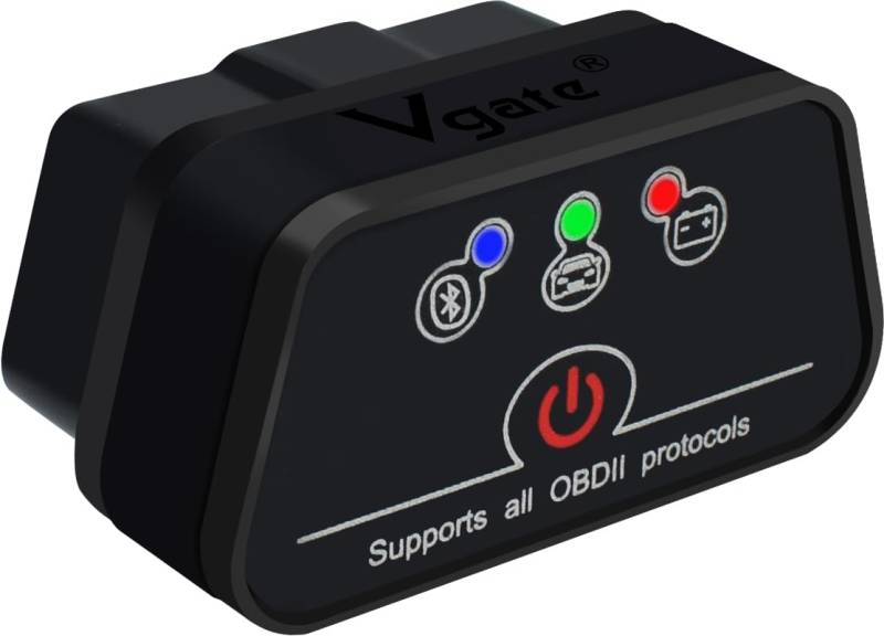 Vgate iCar2 OBD2 Bluetooth Adapter Diagnose-Scanner für iOS & Android: Auto-Connect, Fehlercode löschen, Live-Daten, Diagnosewerkzeug zurücksetzen (Schwarz) von vLinker