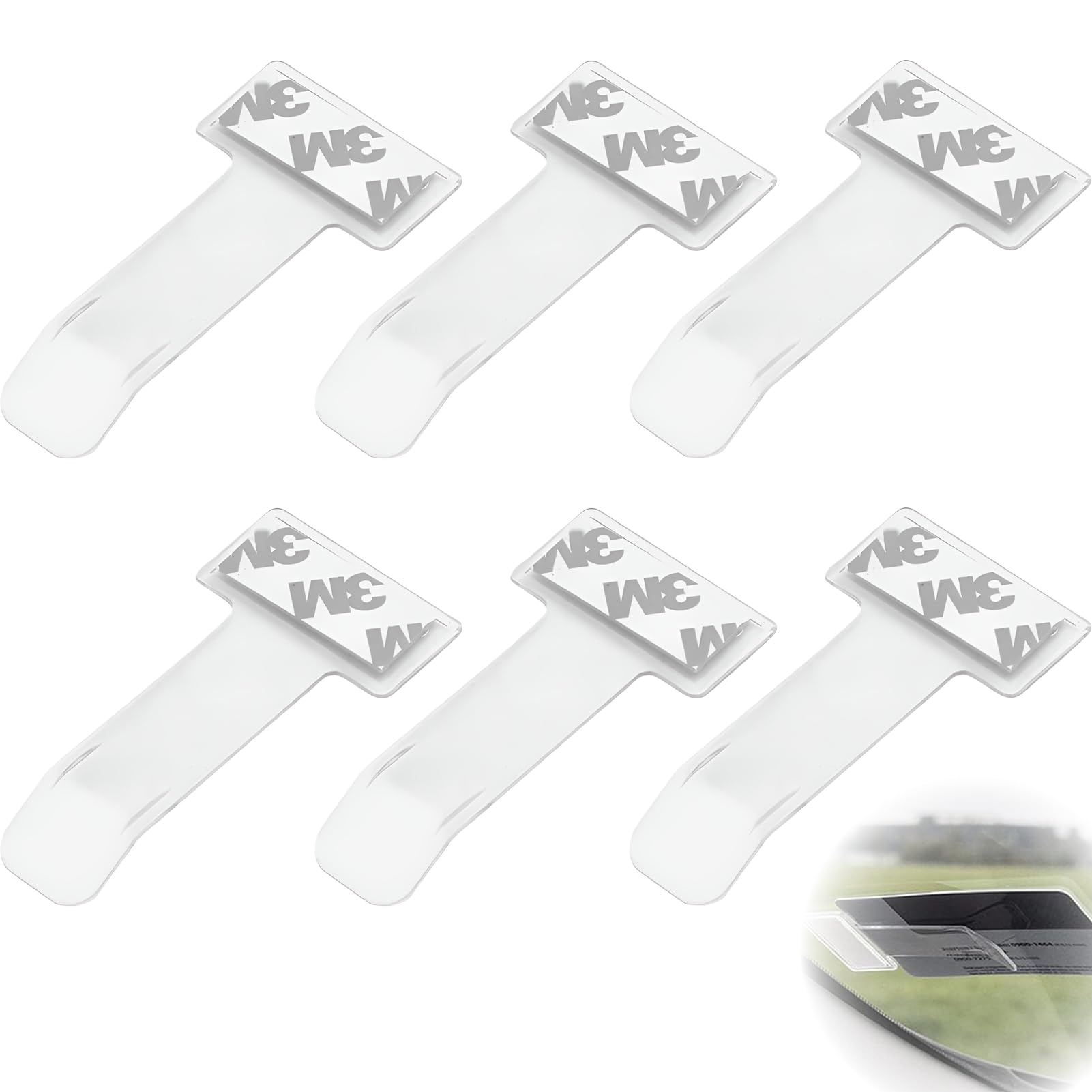 vcsjw 6 Stück Ticket Halterung Auto,Windschutzscheibe Kartenhalter,Transparente Auto Halter Clip,Parkscheinhalter Windschutzscheibe,Parkscheinhalter Clip,Selbstklebend Tickets Clips, Für Parkschein von vcsjw