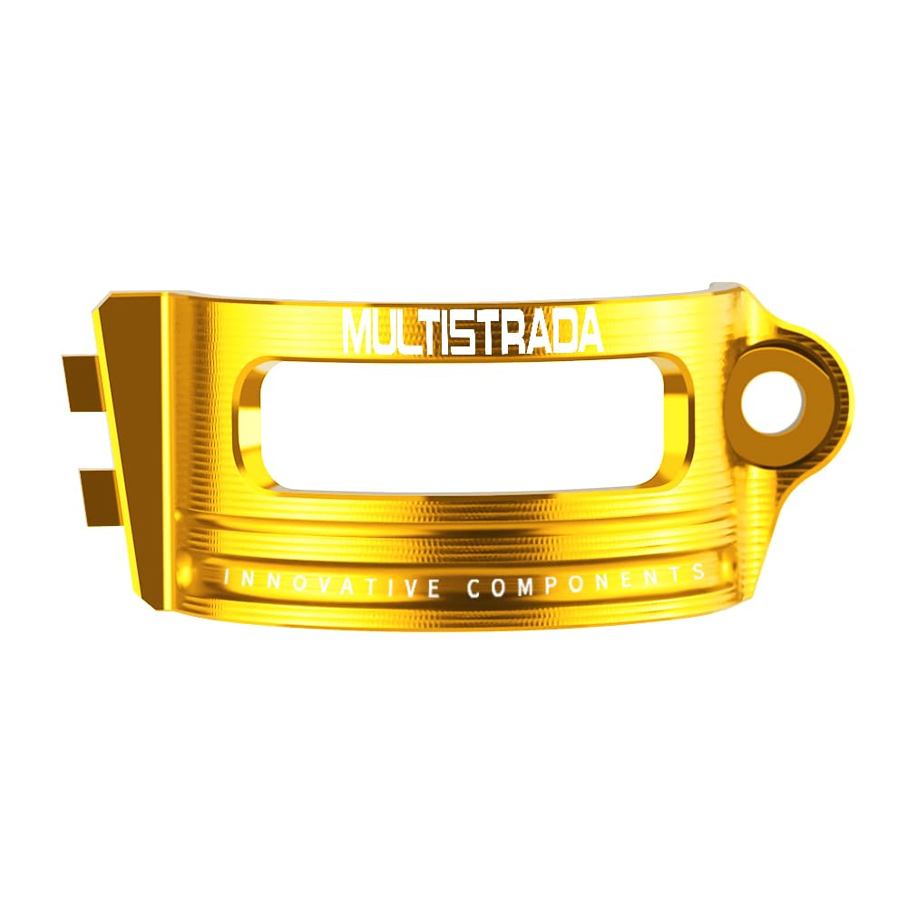 Velospeed Zubehör kompatibel mit Du.ca.ti Multistrada V4 | Multistrada V4 S 2021 2022 2023 2024 Motorrad CNC Hinterradbremspumpe Flüssigkeitstank Ölbecher Reservoir Guard Cover (Multistrada-Gold) von velospeed