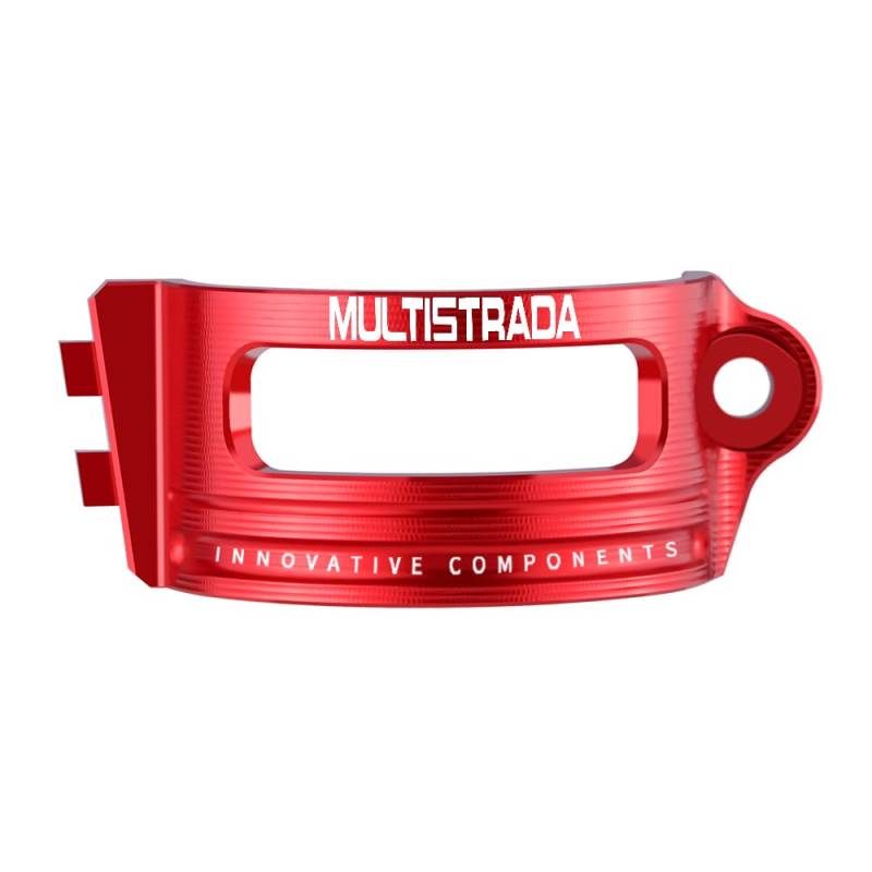 Velospeed Zubehör kompatibel mit Du.ca.ti Multistrada V4 | Multistrada V4 S 2021 2022 2023 2024 Motorrad CNC Hinterradbremspumpe Flüssigkeitstank Ölbecher Reservoir Guard Cover (Multistrada-Rot) von velospeed