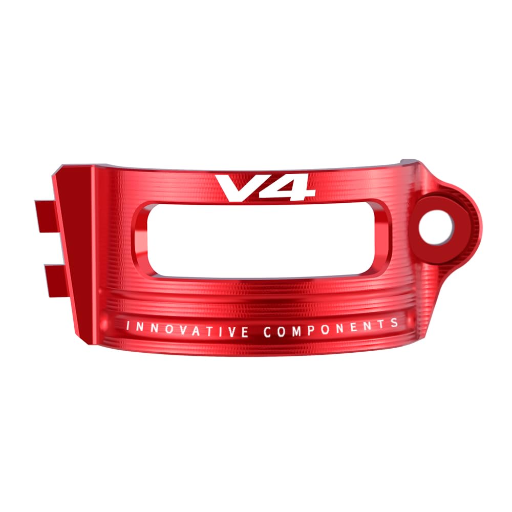 Velospeed Zubehör kompatibel mit Du.ca.ti Multistrada V4 | Multistrada V4 S 2021 2022 2023 2024 Motorrad CNC Hinterradbremspumpe Flüssigkeitstank Ölbecher Reservoir Guard Cover (V4-rot) von velospeed