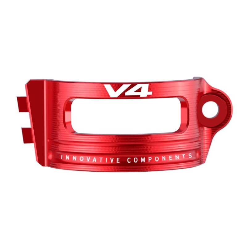 Velospeed Zubehör kompatibel mit Du.ca.ti Multistrada V4 | Multistrada V4 S 2021 2022 2023 2024 Motorrad CNC Hinterradbremspumpe Flüssigkeitstank Ölbecher Reservoir Guard Cover (V4-rot) von velospeed