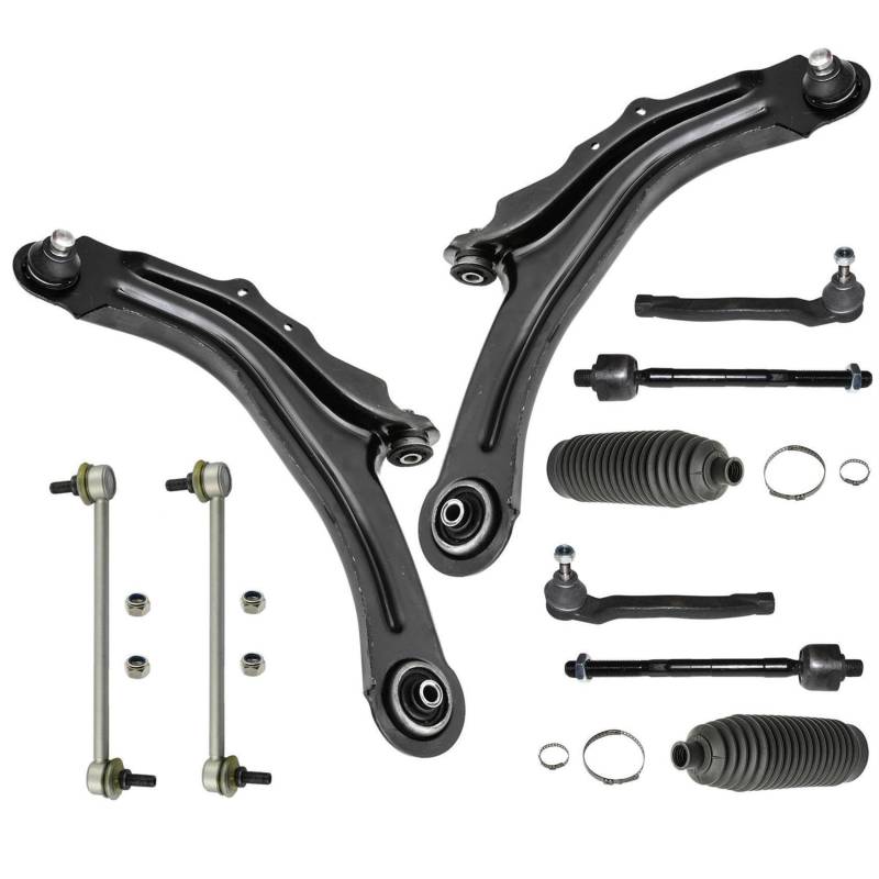 2x Querlenker 2x Koppelstange 2x Spurstange 2x Lenkmanschette Vorderachse für Renault Megane II für Scenic II + Grand Scenic II von verschiedene