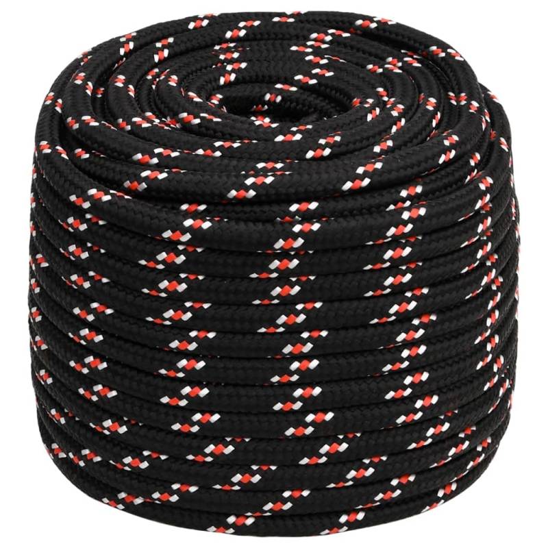 vidaXL Bootsseil Ankerleine Festmacher Tauwerk PP Leine Seil Tau Polypropylenseil Geflochten Flechtleine Schwarz 16mm 100m Polypropylen von vidaXL