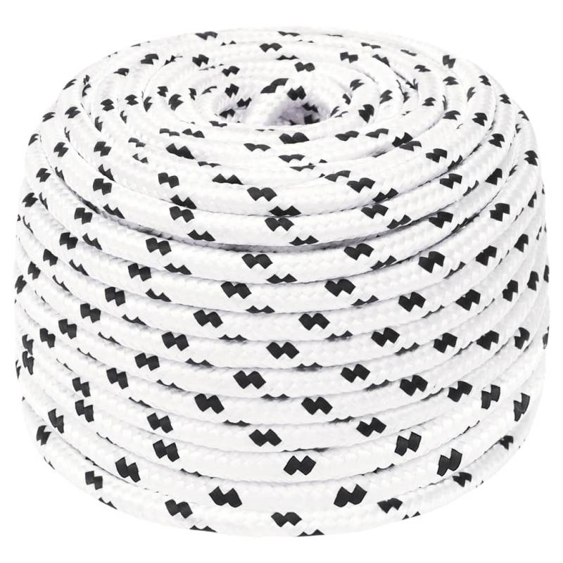 vidaXL Bootsseil Geflochten Festmacher Seil Flechtleine Bootstau Flechtschnur Tauwerk Ankerleine Mehrzweckseil Leine Weiß 6mmx25m Polyester von vidaXL