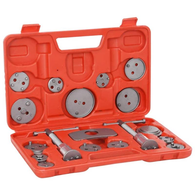 vidaXL Bremskolbenrücksteller Set 18-TLG. Bremskolben Satz Kolben Bremsen Bremsbelag Wechsel Rücksteller KFZ Werkzeug Bremskolbenrücksetzer von vidaXL