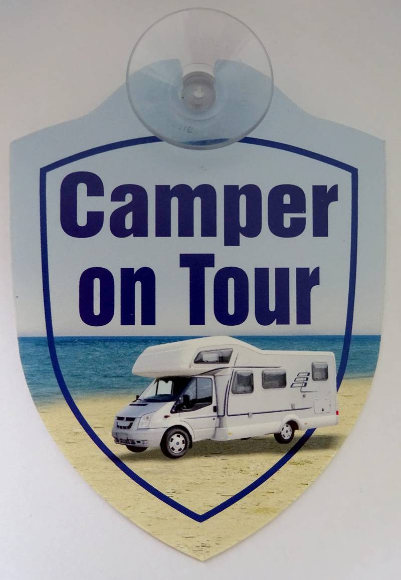 vielesguenstig-2013 Schild mit Saugnapf Camper on Tour Wohnmobil Wohnwagen Zelt Ferien Urlaub Auto Windschutzscheibe von vielesguenstig-2013
