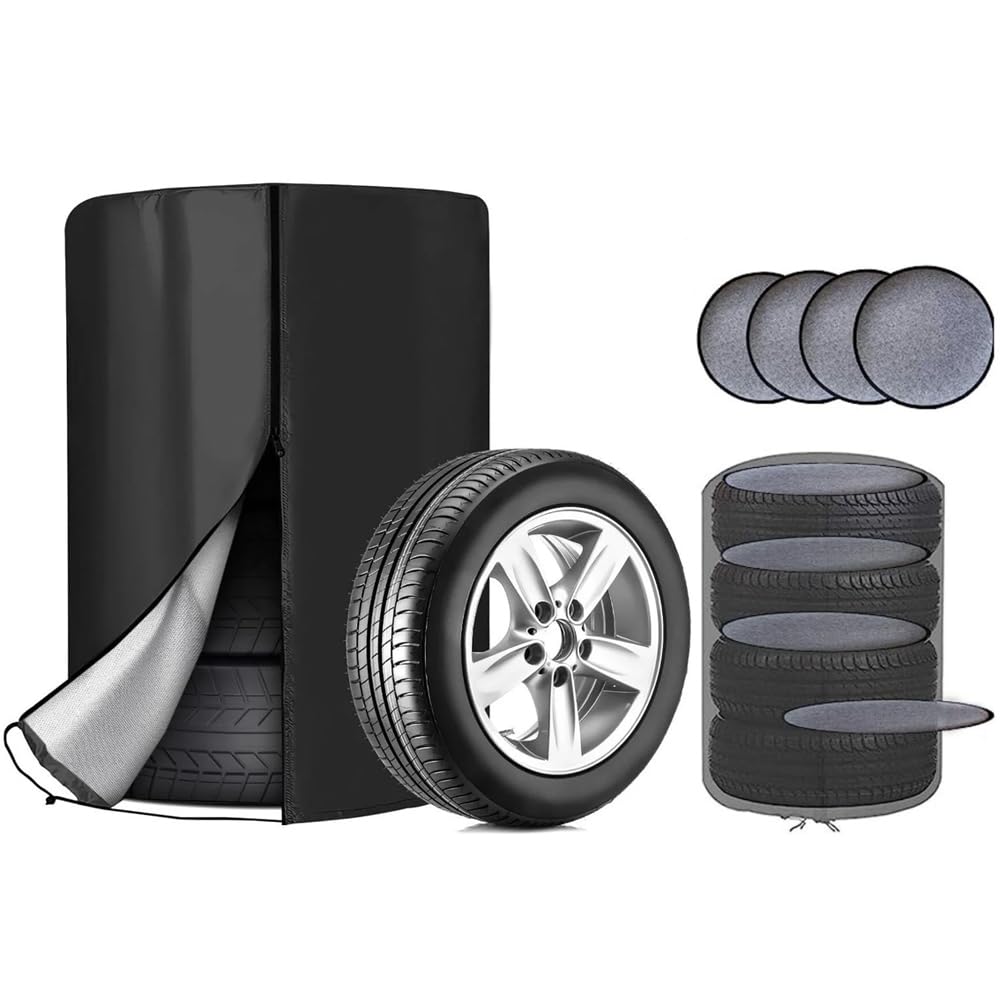 viriech Universale Reifenabdeckung für 4, Reifentaschen Reifenabdeckungen, Auto Reifentasche, wasserdichte Reifenschutzhülle, Reifen Schutzhülle mit Reißverschluss und Tunnelzug 18 bis 22 Zoll von viriech