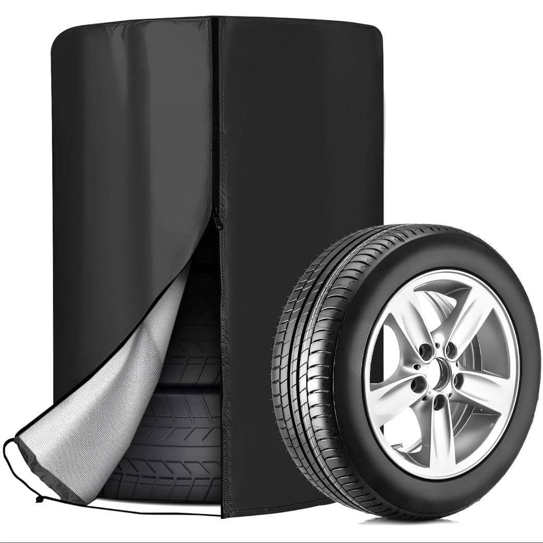 viriech Universale Reifenabdeckung für 4, Reifentaschen Reifenabdeckungen, Auto Reifentasche, wasserdichte Reifenschutzhülle, Reifen Schutzhülle mit Reißverschluss und Tunnelzug 18 bis 22 Zoll von viriech