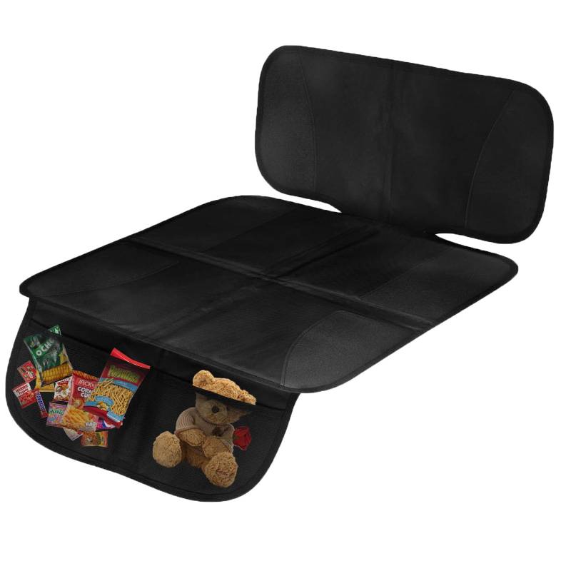 vnfsmy Kindersitzunterlage Auto ISOFIX Geeignet Sitzschoner Autos Kindersitz Autositzschoner Schutzunterlage mit Rückenlehnenschutz Autositzauflage Autositzschutz Auto Geeignete Unterlage (Schwarz) von vnfsmy