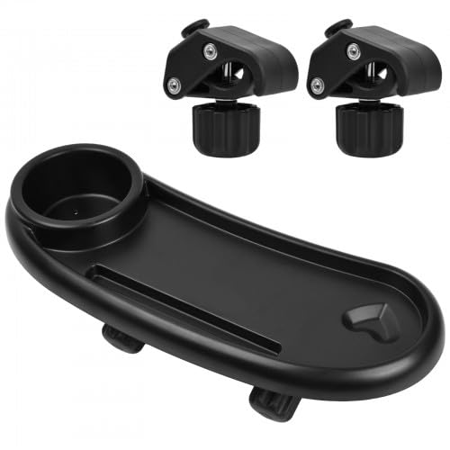 Volumoon Kinderwagen Tablett, 3-in-1 Abnehmbarer Getränkehalter, Starke Qualität mit 2 Einstellbarem Clip, Universelle Snackschale für Kinderwagen, Outdoor, Getränkehalter, Handyhalter von volumoon
