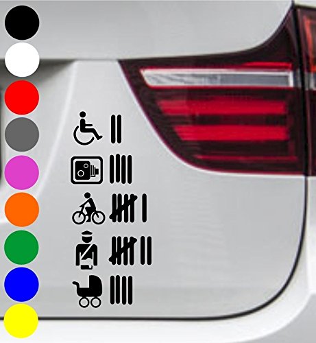 wDesigns 2er Set Autoaufkleber STRICHLISTE BLITZER Tally List Tuning Aufkleber Sprüche von wDesigns