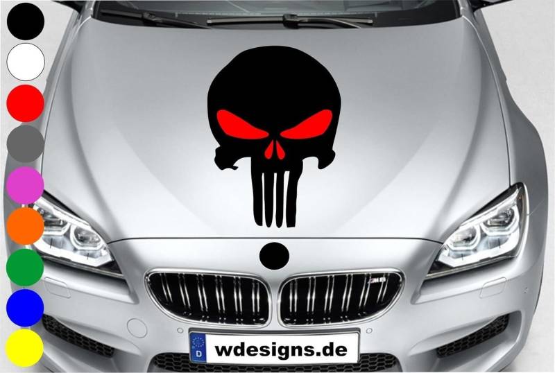 wDesigns Autoaufkleber The Punisher Totenkopf ROT Aufkleber Motorhaube Sticker Schädel von wDesigns