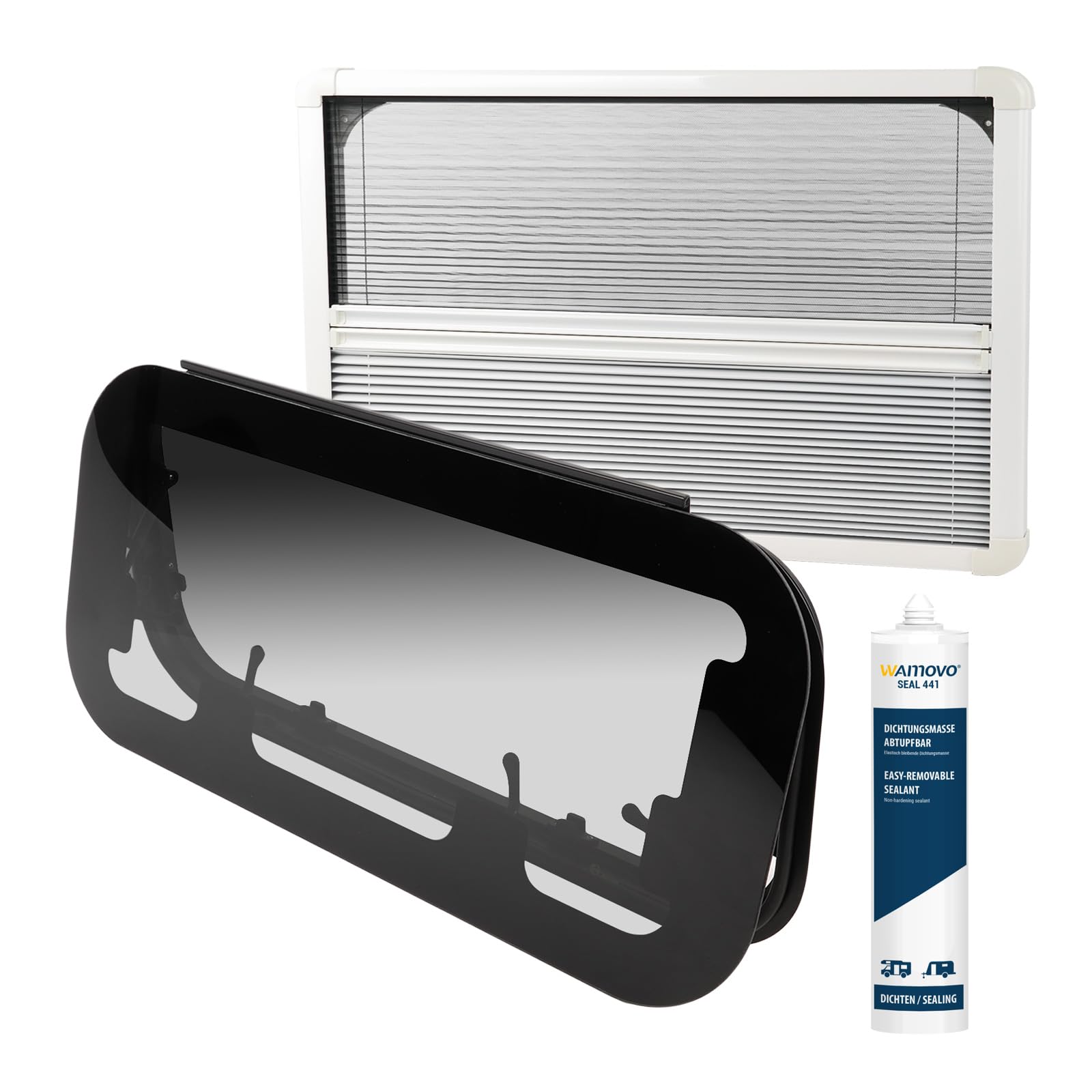 Set Ausstellfenster RW Eco 700 x 300 inkl. Verdunklung und Insektenschutz Set Ausstellfenster RW Eco 700 x 300 inkl. Verdunklung und Insektenschutz von wamovo