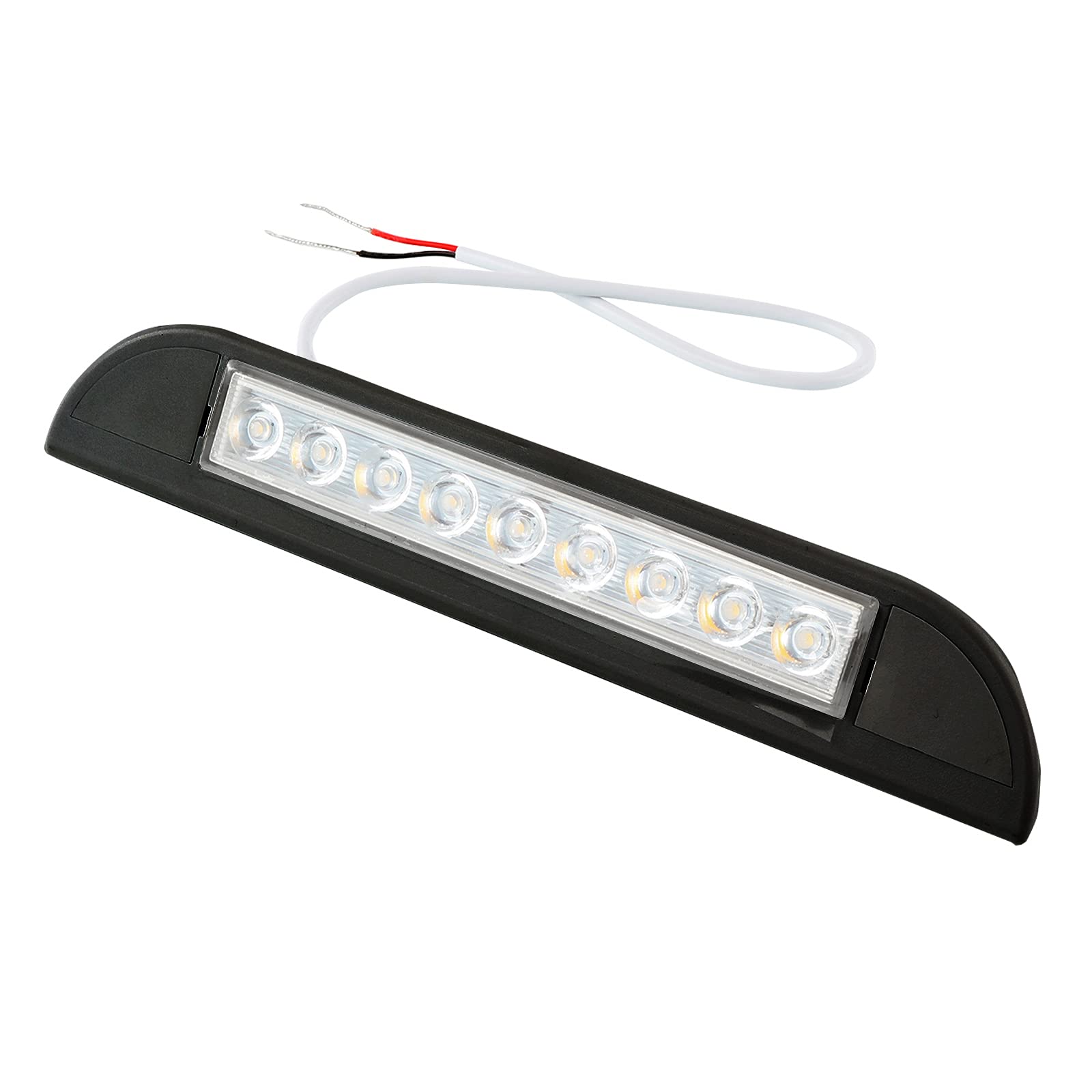 wamovo Aussen Leuchte Led Schwarz 12V 23,5cm 400 Lumen wasserdicht Wohnwagen Wohnmobil Lampe Licht von wamovo