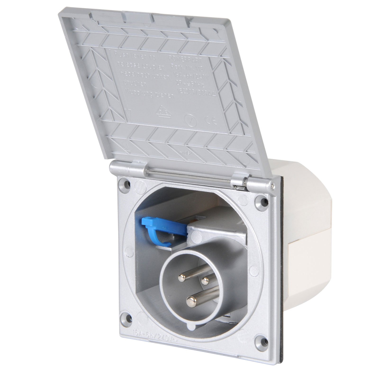 wamovo CEE Aussensteckdose Silber Spritzwasser geschützt IP 44 200-250V, 16A, 3 polig für Wohnwagen, Wohnmobil oder Boot wamovo CEE Aussensteckdose Silber Spritzwasser geschützt IP 44 200-250V, 16A, 3 polig für Wohnwagen, Wohnmobil oder Boot von wamovo