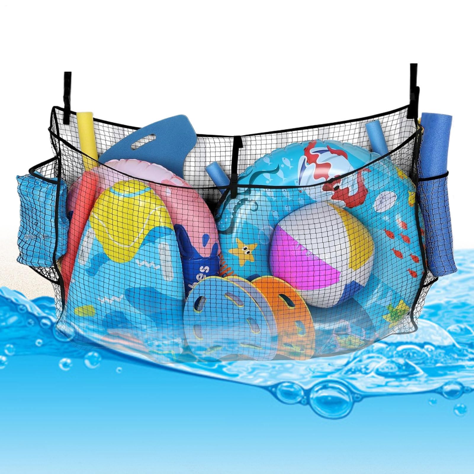 weiting Poolschwimmnetz - Aufbewahrungsnetz Für Schwimmspielzeug 150 X 30 X 85 cm - Organisierbare Mesh-Netz Aufbewahrung für Pool-Spielzeug Außenbereich Bälle Wassersport Camping Boot Garten von weiting