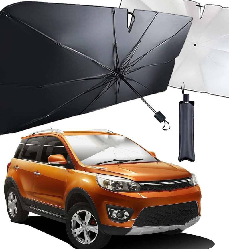 Auto Windschutzscheibe Sonnenschirm für Abarth 500e Cabriolet 2023-, Car Umbrella Sun Shade Cover Faltbar Tragbarer Sonnenschutz UV Hitzeschutz,L140x78cm-A von wengjun