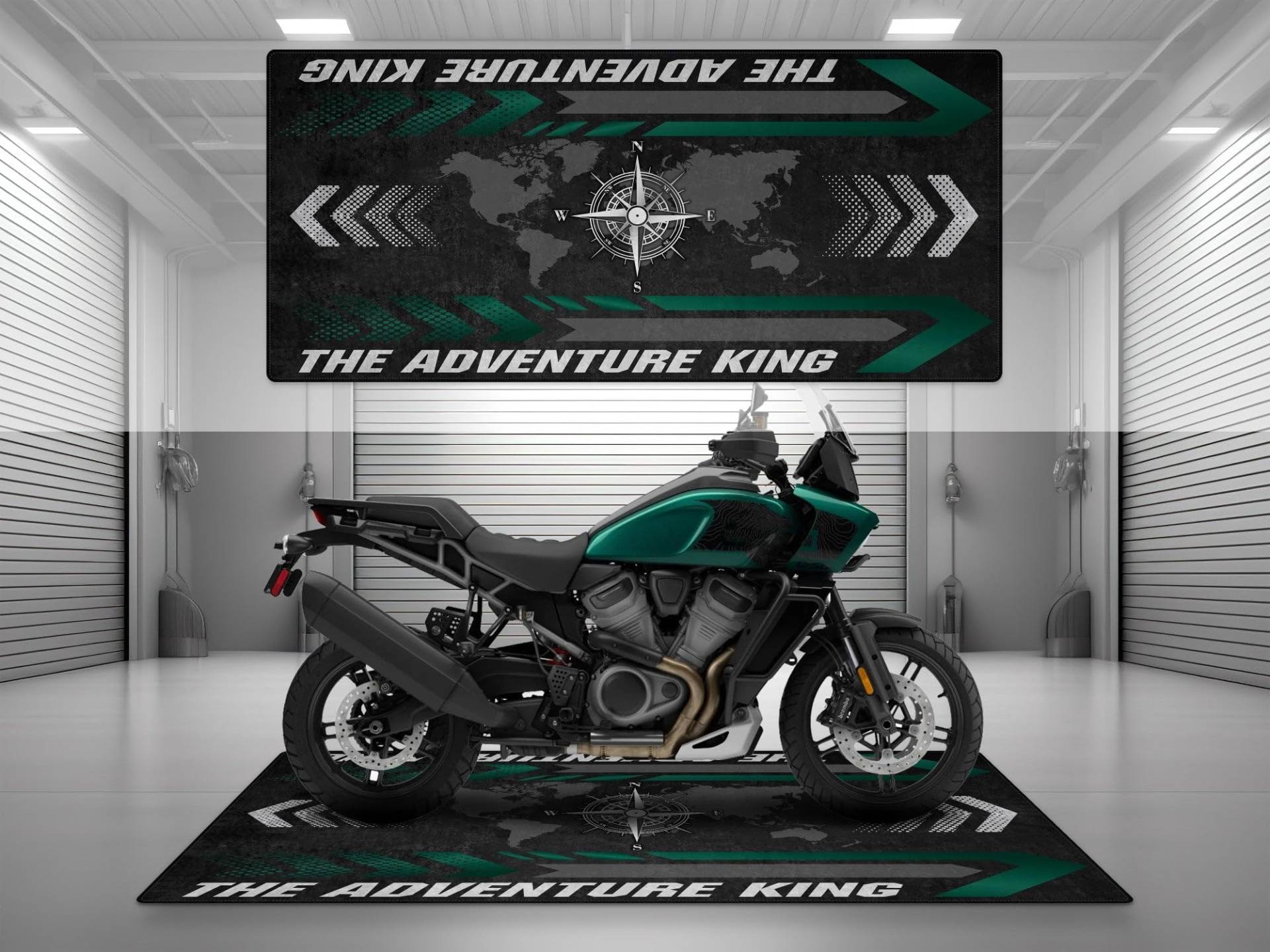 wibeart MPM Motorradmatte für Adventure King, waschbar, rutschfest, öl- und wasserabweisend, Parkmatte für Garage, Ausstellungsraum, Werkstatt | Alpengrün - Größe 2 : 102 x 47/260 x 120 cm wibeart MPM Motorradmatte für Adventure King, waschbar, rutschfest, öl- und wasserabweisend, Parkmatte für Garage, Ausstellungsraum, Werkstatt | Alpengrün - Größe 2 : 102 x 47/260 x 120 cm von wibeart