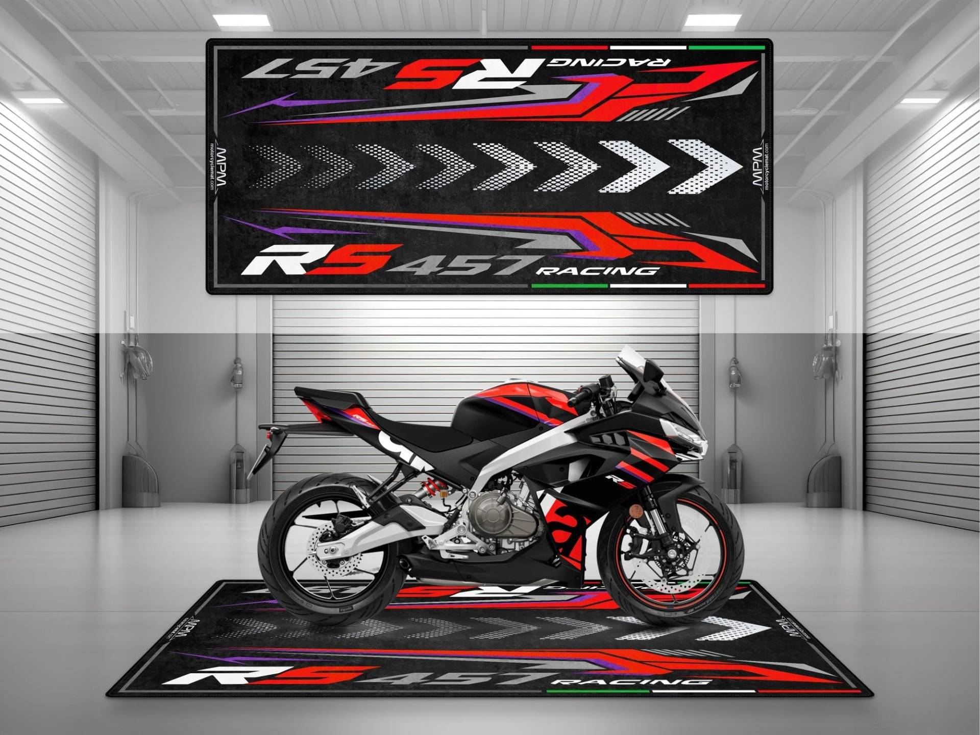 wibeart MPM Motorradmatte für Aprilia RS 457 - MM4157 | Rennstreifen - Größe 2: 102 x 47/260 x 120 cm wibeart MPM Motorradmatte für Aprilia RS 457 - MM4157 | Rennstreifen - Größe 2: 102 x 47/260 x 120 cm von wibeart