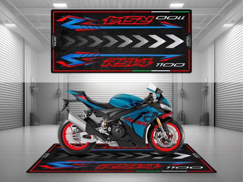 wibeart MPM Motorradmatte für Aprilia RSV4 1100 - MM4150 | Stingray Blau - Größe 2: 102 x 47/260 x 120 cm von wibeart