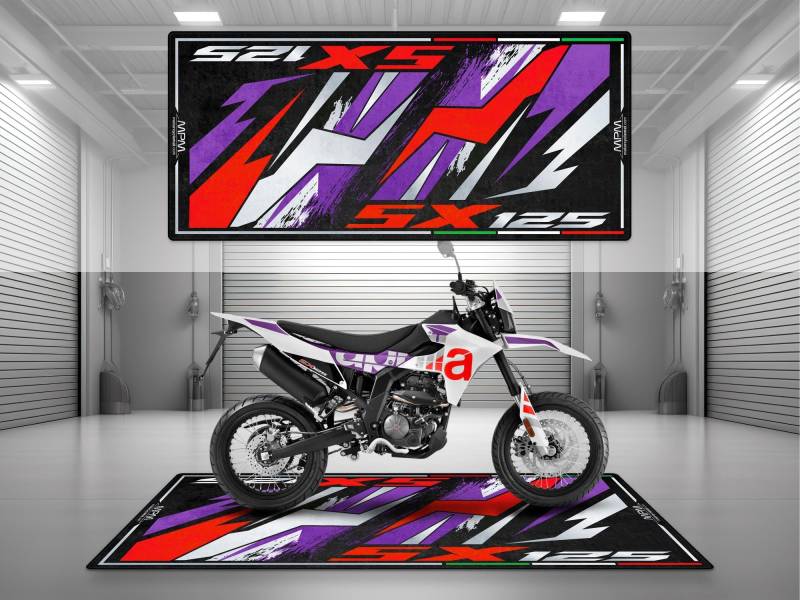 wibeart MPM Motorradmatte für Aprilia SX 125 - MM4161 | Cubozoa Weiß - Größe 2: 102 x 47/260 x 120 cm von wibeart