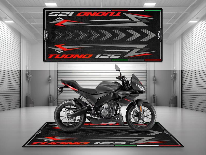 wibeart MPM Motorradmatte für Aprilia Tuono 125 - MM4160 | Mamba Grey - Größe 2: 102 x 47/260 x 120 cm von wibeart