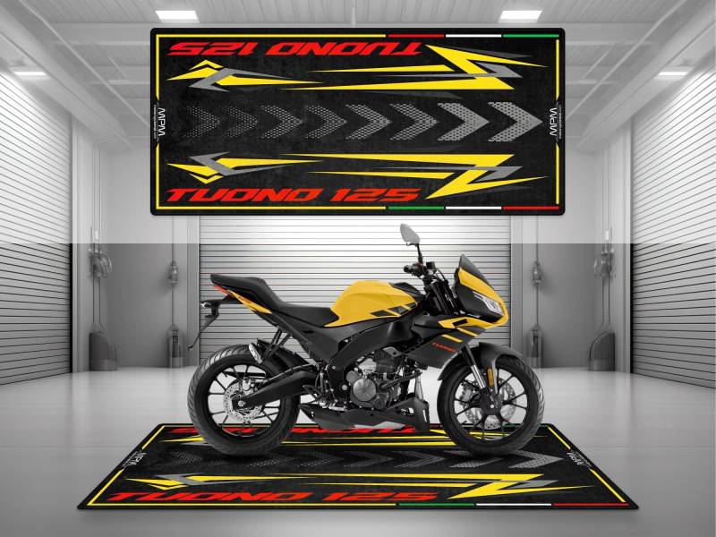 wibeart MPM Motorradmatte für Aprilia Tuono 125 - MM4160 | Viper Gelb - Größe 2: 102 x 47/260 x 120 cm von wibeart
