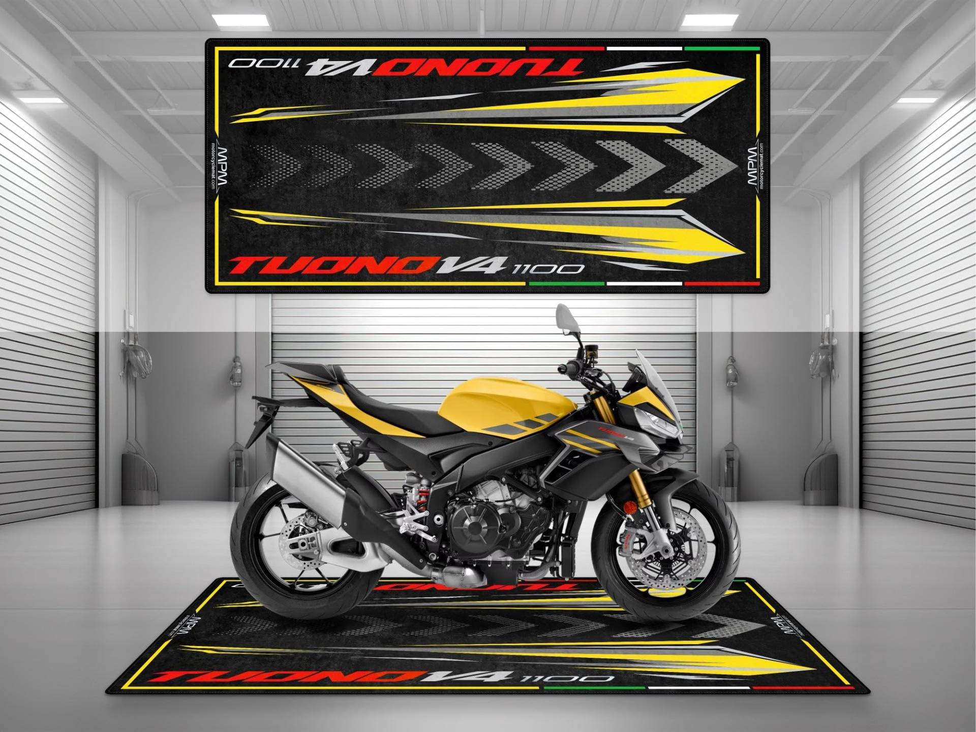 wibeart MPM Motorradmatte für Aprilia Tuono V4 1100 – MM4152 | Skorpiongelb - Größe 2: 102 x 47/260 x 120 cm wibeart MPM Motorradmatte für Aprilia Tuono V4 1100 – MM4152 | Skorpiongelb - Größe 2: 102 x 47/260 x 120 cm von wibeart