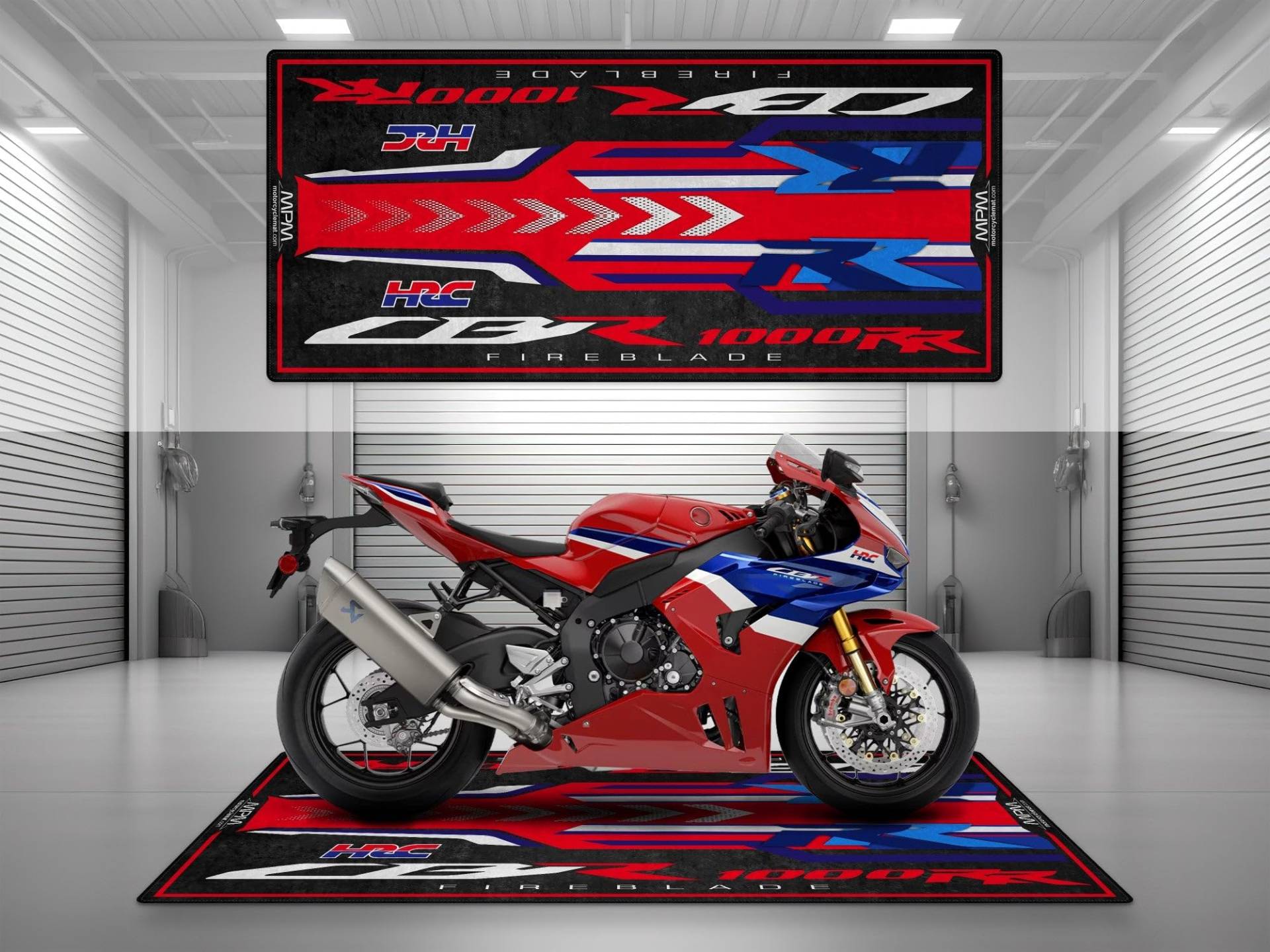 wibeart MPM Motorradmatte für CBR1000RR-R Fireblade SP, waschbar, rutschfest, öl- und wasserabweisend, Parkmatte für Garage, Ausstellungsraum, | Grand Prix Rot - Größe 2: 102 x 47/260 x 120 cm wibeart MPM Motorradmatte für CBR1000RR-R Fireblade SP, waschbar, rutschfest, öl- und wasserabweisend, Parkmatte für Garage, Ausstellungsraum, | Grand Prix Rot - Größe 2: 102 x 47/260 x 120 cm von wibeart