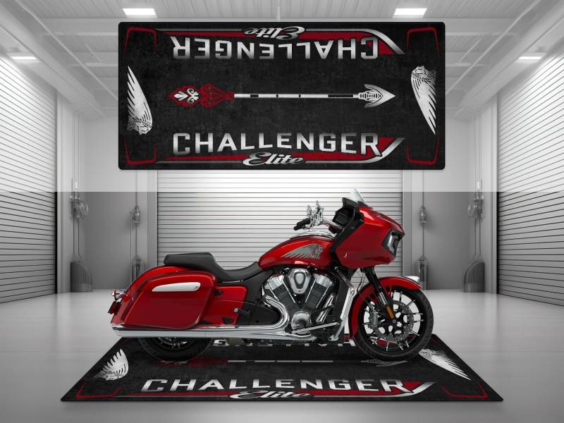 wibeart MPM Motorradmatte für Challenger Elite, waschbar, rutschfest, öl- und wasserabweisend, Parkmatte für Garage, Ausstellungsraum, Werkstatt | Rot - Größe 2: 102 x 47/260 x 120 cm von wibeart