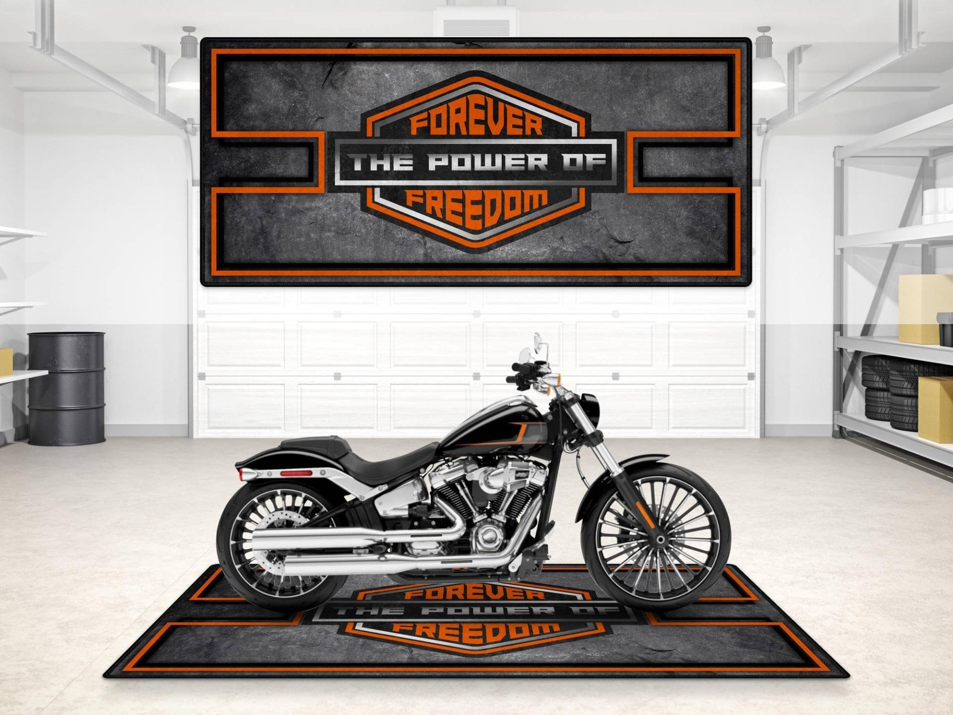 wibeart MPM Motorradmatte für Forever Freedom, Asphalt-Design, waschbar, rutschfest, öl- und wasserabweisend, für die Verwendung in Garage, Ausstellungsraum un | Größe 2: 102 x 47/260 x 120 cm wibeart MPM Motorradmatte für Forever Freedom, Asphalt-Design, waschbar, rutschfest, öl- und wasserabweisend, für die Verwendung in Garage, Ausstellungsraum un | Größe 2: 102 x 47/260 x 120 cm von wibeart