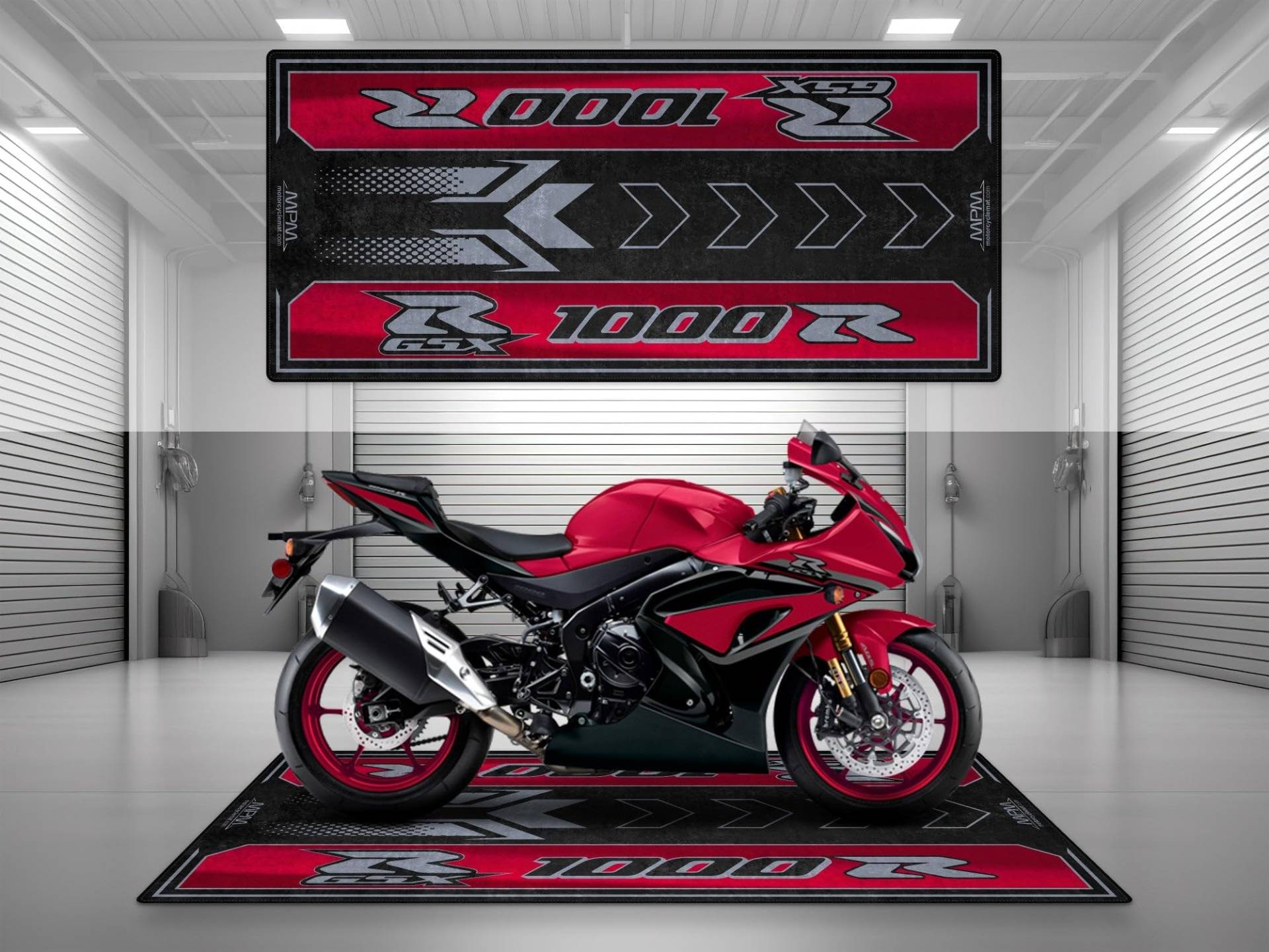 wibeart MPM Motorradmatte für GSX R1000R 2024, waschbar, rutschfest, öl- und wasserabweisend, Parkmatte für Garage, Au | Candy Daring Red - Glass Sparkle Black - Größe 2: 102 x 47/260 x 120 cm wibeart MPM Motorradmatte für GSX R1000R 2024, waschbar, rutschfest, öl- und wasserabweisend, Parkmatte für Garage, Au | Candy Daring Red - Glass Sparkle Black - Größe 2: 102 x 47/260 x 120 cm von wibeart