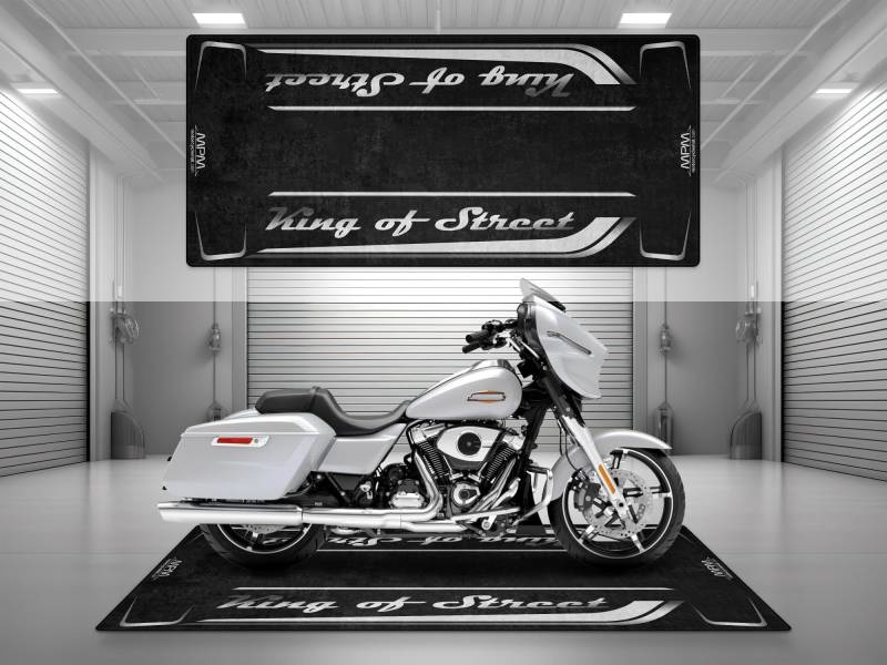 wibeart MPM Motorradmatte für King of Street, waschbar, rutschfest, öl- und wasserabweisend, Parkmatte für Garage, Ausstellungsraum, Werkstat | Weiße Onyxperle - Größe 2: 102 x 47/260 x 120 cm von wibeart
