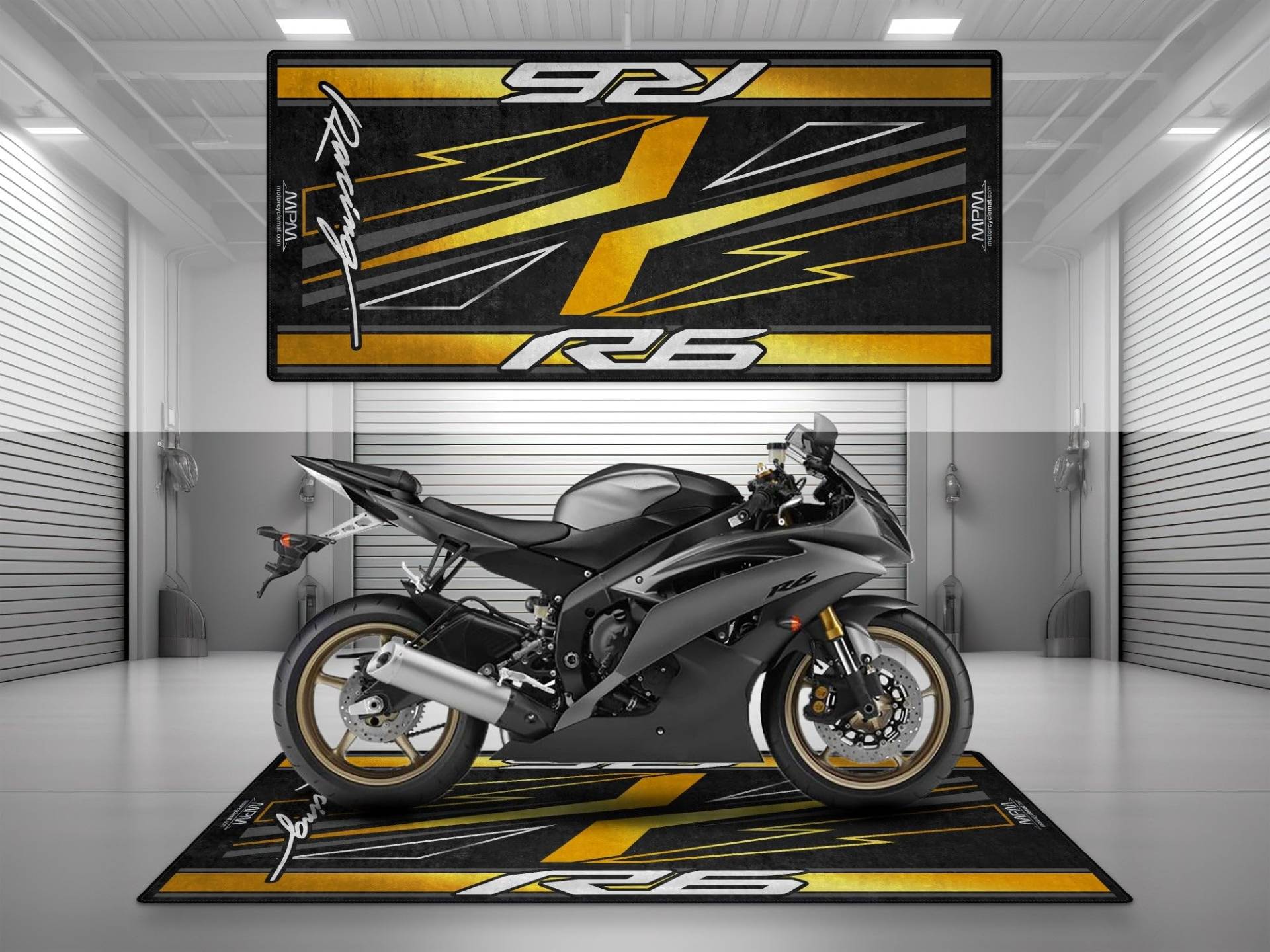 wibeart MPM Motorradmatte für R6, waschbar, rutschfest, öl- und wasserabweisend, Parkmatte für Garage, Ausstellungsraum, Werkstatt | Gold - Größe 2: 102 x 47/260 x 120 cm wibeart MPM Motorradmatte für R6, waschbar, rutschfest, öl- und wasserabweisend, Parkmatte für Garage, Ausstellungsraum, Werkstatt | Gold - Größe 2: 102 x 47/260 x 120 cm von wibeart