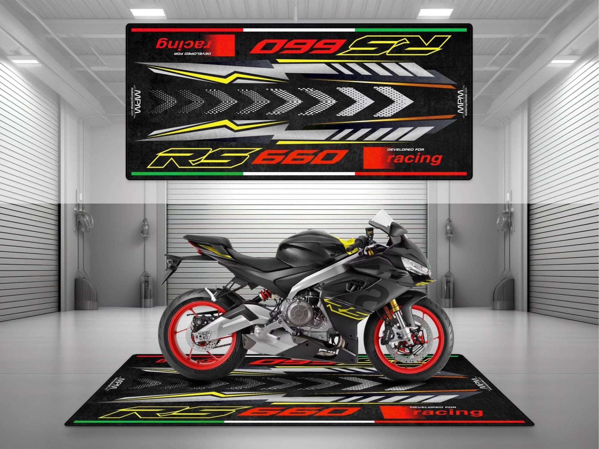 wibeart MPM Motorradmatte für RS 660, waschbar, rutschfest, öl- und wasserabweisend, Parkmatte für Garage, Ausstellungsraum, Werkstatt | Giftgelb - Größe 2: 102 x 47/260 x 120 cm wibeart MPM Motorradmatte für RS 660, waschbar, rutschfest, öl- und wasserabweisend, Parkmatte für Garage, Ausstellungsraum, Werkstatt | Giftgelb - Größe 2: 102 x 47/260 x 120 cm von wibeart