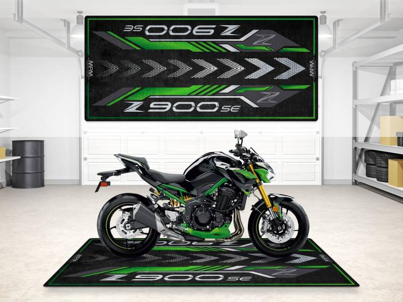 wibeart Parkmatte für Z900 SE Series Motorräder, Garagen- und Ausstellungsmatte, Motorradmatte, Boxenmatte, Ausstellungsraummatte, waschbar, rutschfest, Teppich (Z900 SE, Size 1 : 220 x 100 cm) von wibeart