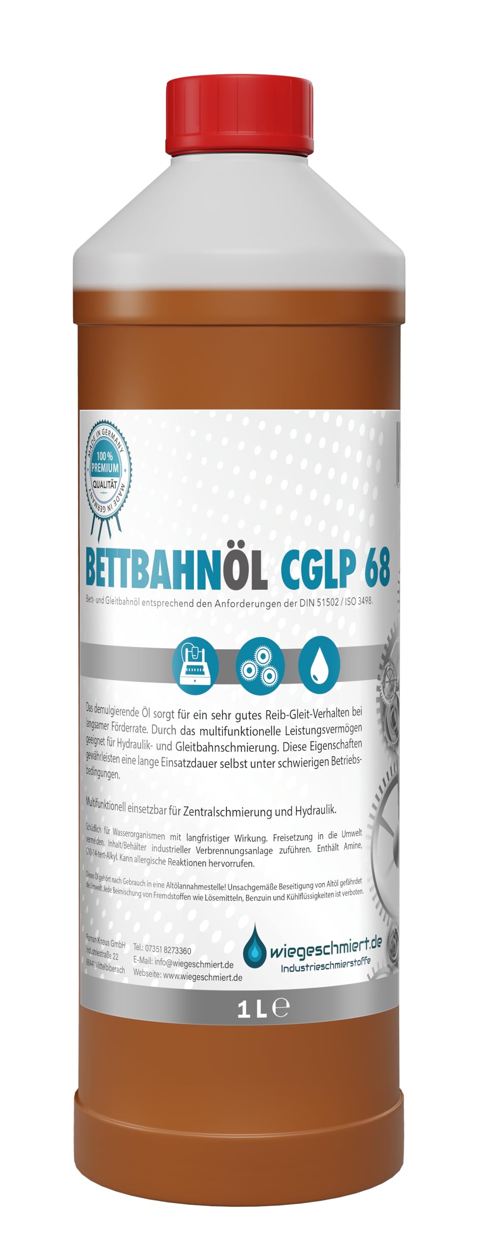 Bettbahnöl Gleitbahnöl CGLP 68 nach DIN 51502/ISO 3498 (1 Liter) von wiegeschmiert.de