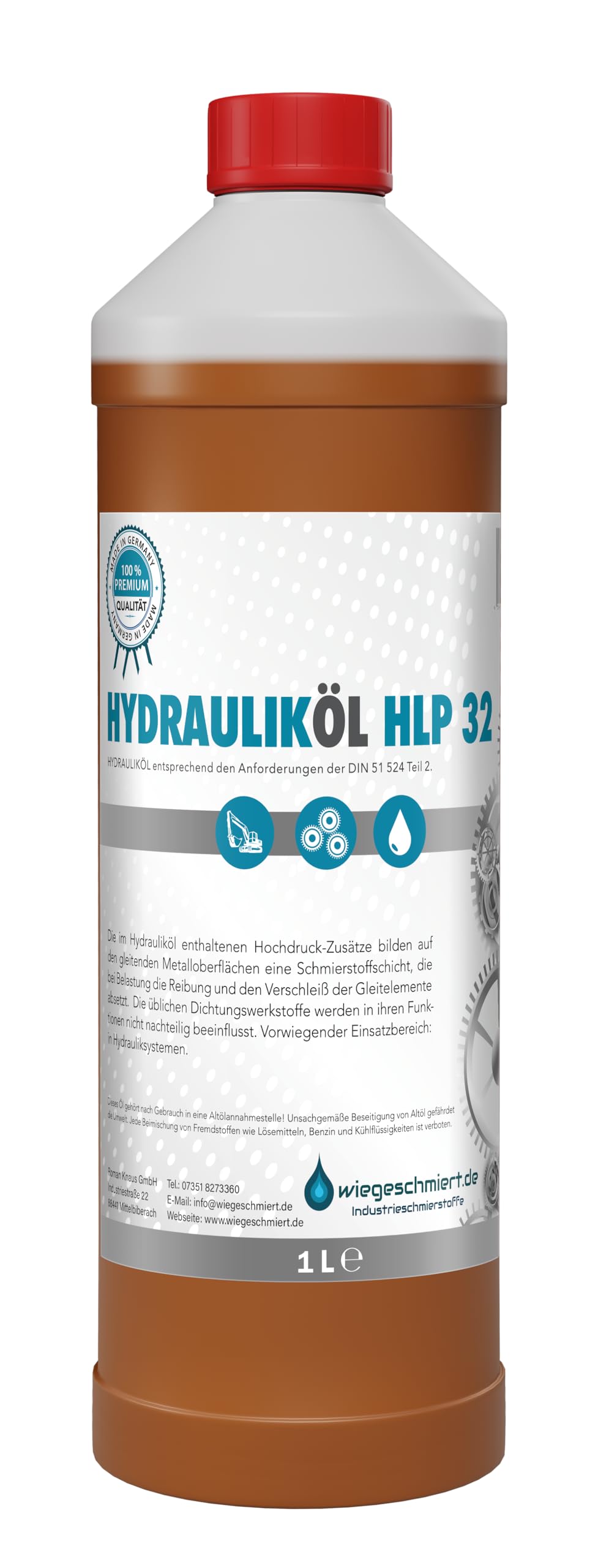 Hydrauliköl HLP 32 ISO VG 32 nach DIN 51524 Teil 2 (1 Liter) von wiegeschmiert.de