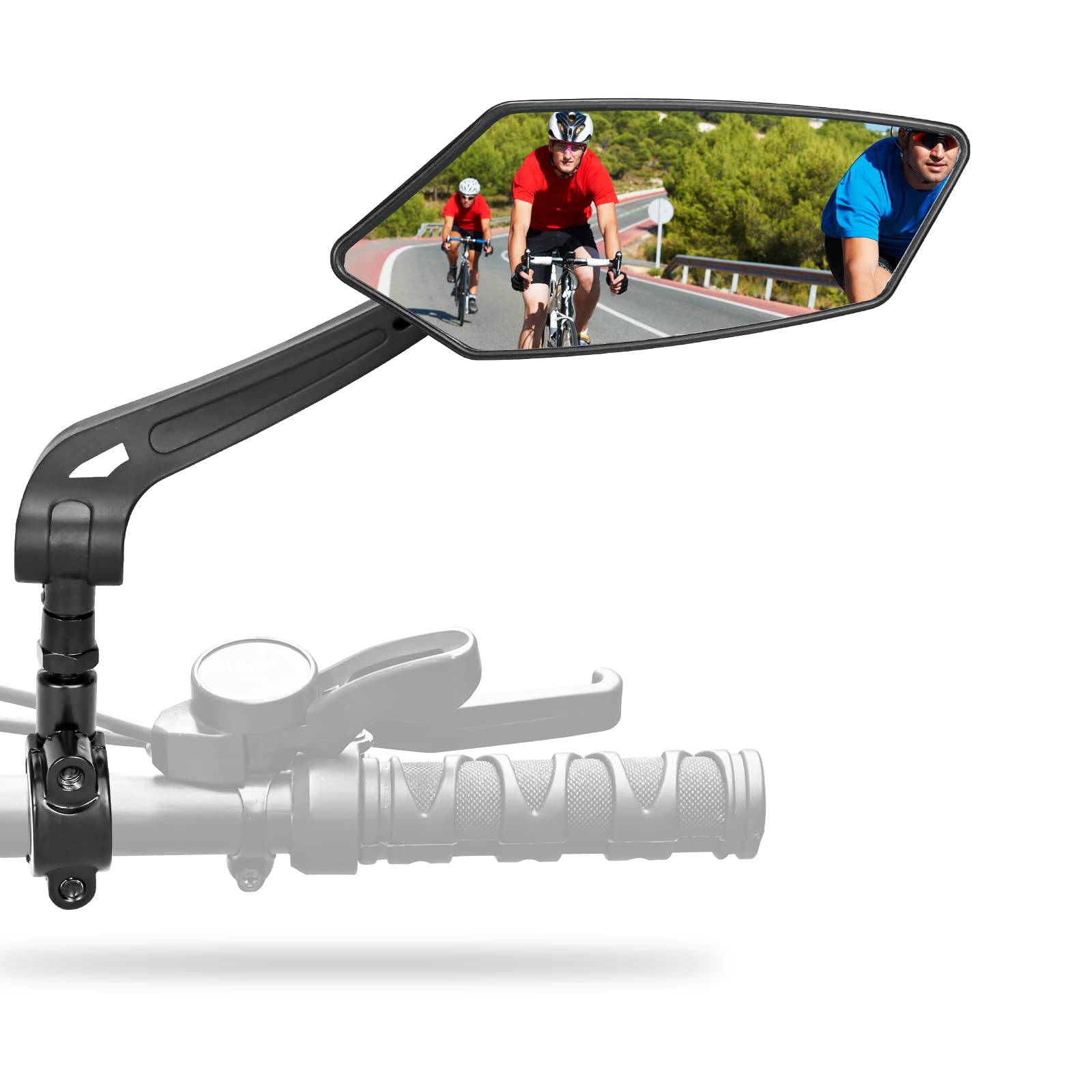 Fahrradspiegel extra große Spiegelfläche, Schlagfestes Echtglas 15cm Klappbar Verlängerter Griff, Fahrradspiegel für Lenker ebike, Rückspiegel Fahrrad Rückspiegel für E-bike 22-25 mm (rechts) von wiksite