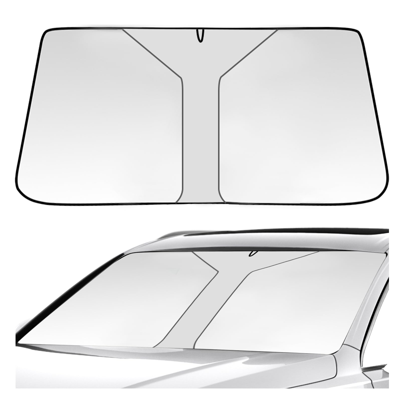 wokdsbl 145×80cm Sonnenschutz Auto Frontscheibe, 99% Blockiert UV Strahlen Kfz Sonnenschutz Frontscheibe, Frontscheibe Auto Innen Faltbar für Auto,SUV, LKW, Van von wokdsbl