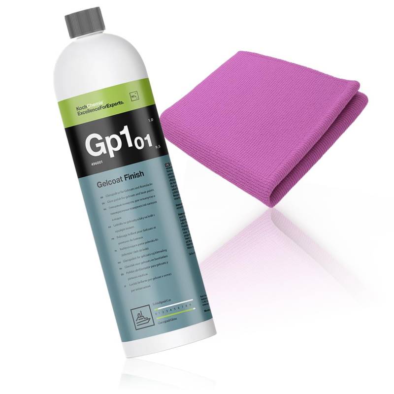 Koch Chemie Gelcoat Finish Politur1L Gp1.01 inkl Microfaser Poliertuch Boot Politur Segelboot Politur Politur Set Gelcoat Politur von wortek