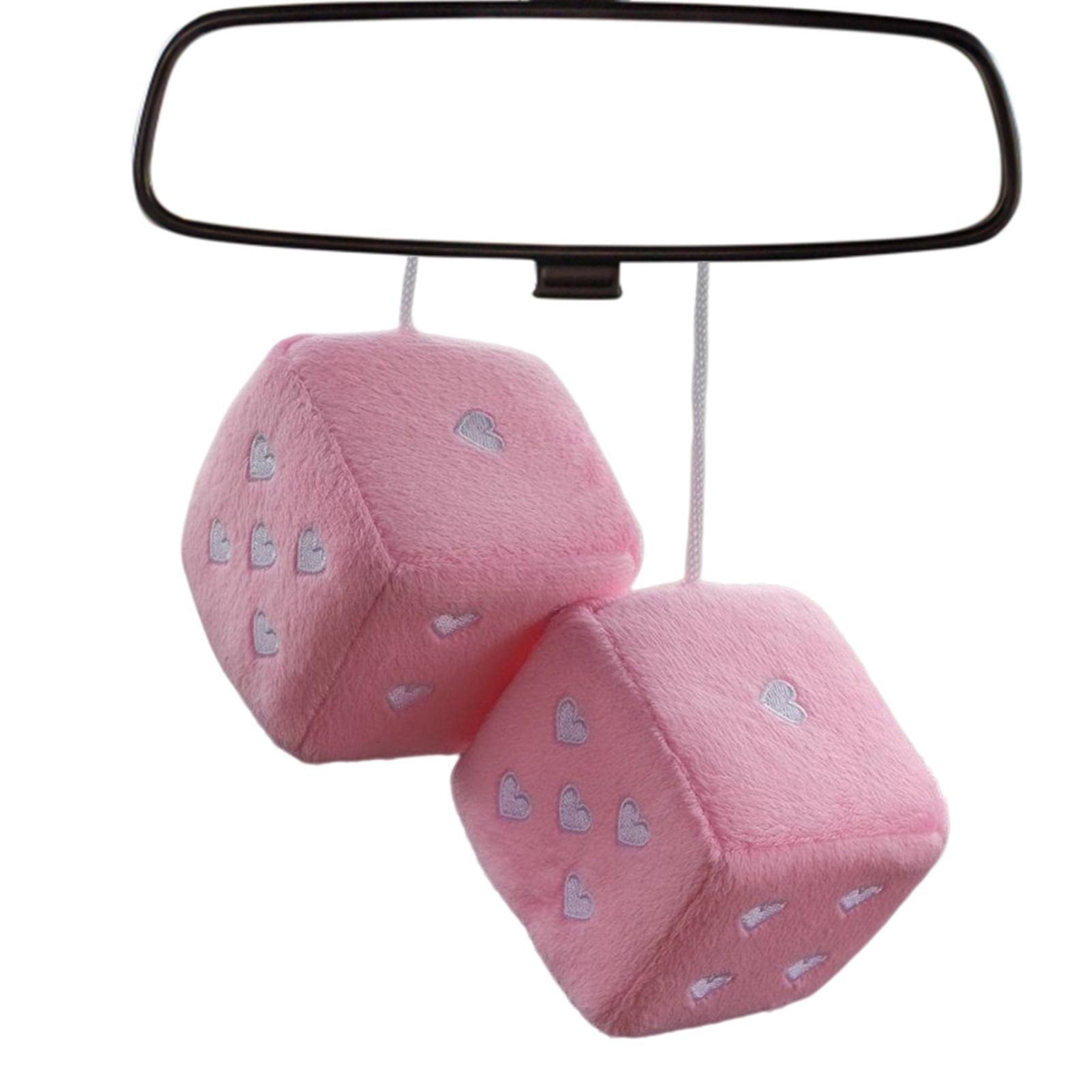 Würfel für Autospiegel, Plüschwürfel mit herzförmigen Punkten zum Aufhängen für Auto-Rückspiegel – Auto-Anhänger, Innen-Rückspiegel-Dekoration, Auto-Dekoration zum Aufhängen, Woyufen von woyufen