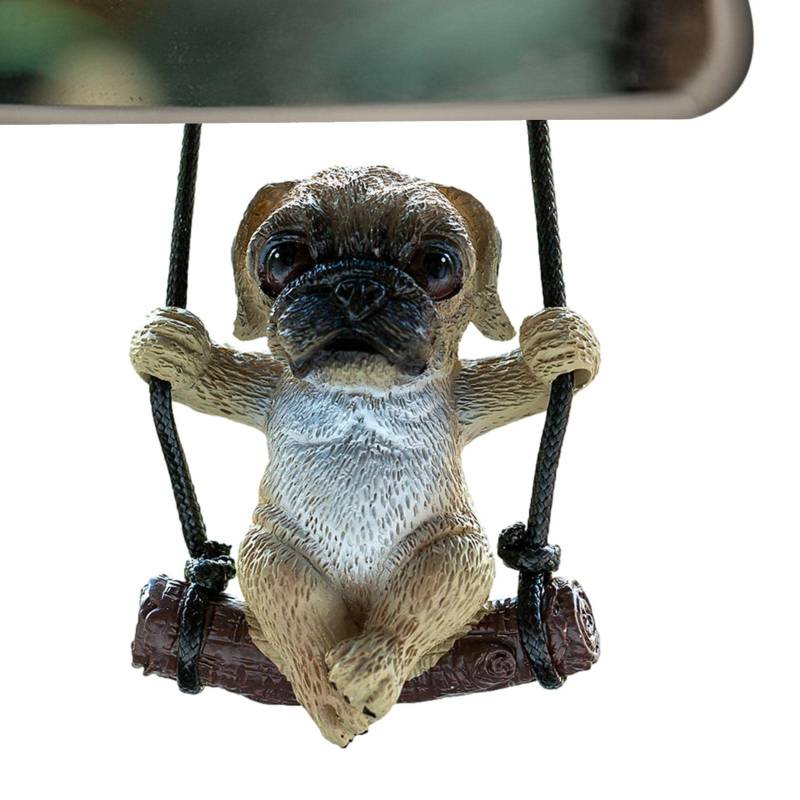 woyufen Auto Hangings Ornament Swinging Pug – Haustier Hund Auto Rückspiegel Anhänger, Französische Bulldogge Anhänger, Charm-Dekoration, einfache Installation, lindert visuelle Müdigkeit von woyufen