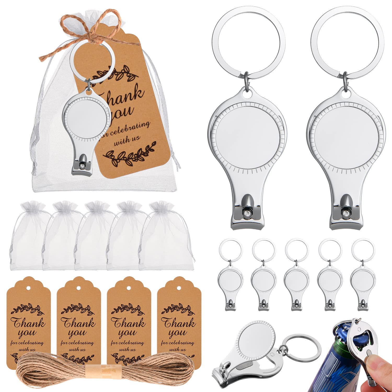 wxfdac 50 Stück Silber Nagelknipser Schlüsselanhänger Öffner Senden Tag Karte Weiß Kordelzug Eugen Garn Tasche für Babyparty und Hochzeitsgeschenke, Partygeschenke, Souvenirs oder Dekorationen, 1, 1 wxfdac 50 Stück Silber Nagelknipser Schlüsselanhänger Öffner Senden Tag Karte Weiß Kordelzug Eugen Garn Tasche für Babyparty und Hochzeitsgeschenke, Partygeschenke, Souvenirs oder Dekorationen, 1, 1 von wxfdac