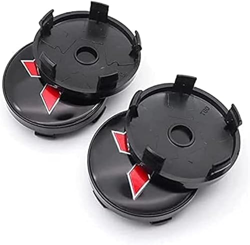 wxjcg 4 stück Nabendeckel für Mitsubishi Pajero Asex Outlander Eclipse Cross 60 mm, Ersetzbar Nabenkappen mit Logo Radnabenabdeckung Wasserdicht Staubdicht Radnabendeckel,B von wxjcg