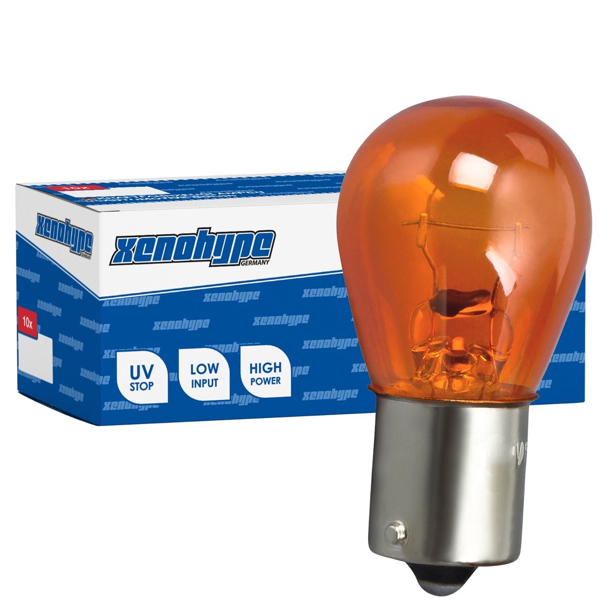 XENOHYPE 10x PY21W Premium BAU15s 12 V 21 Watt Kugellampe Blinkerlampe von XENOHYPE