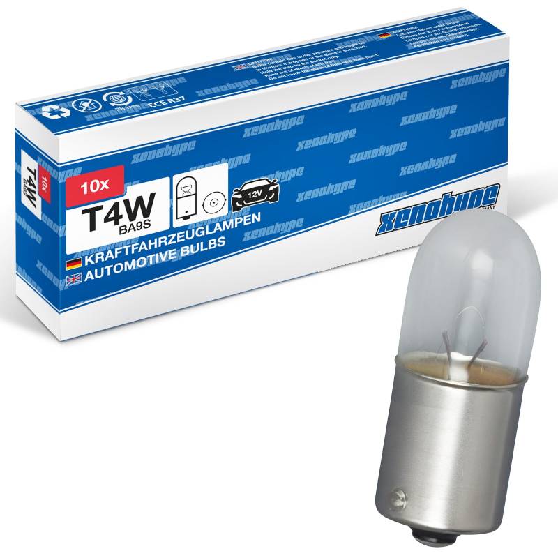XENOHYPE 10x T4W Premium BA9s 12 V 4 Watt Glassockellampe von XENOHYPE
